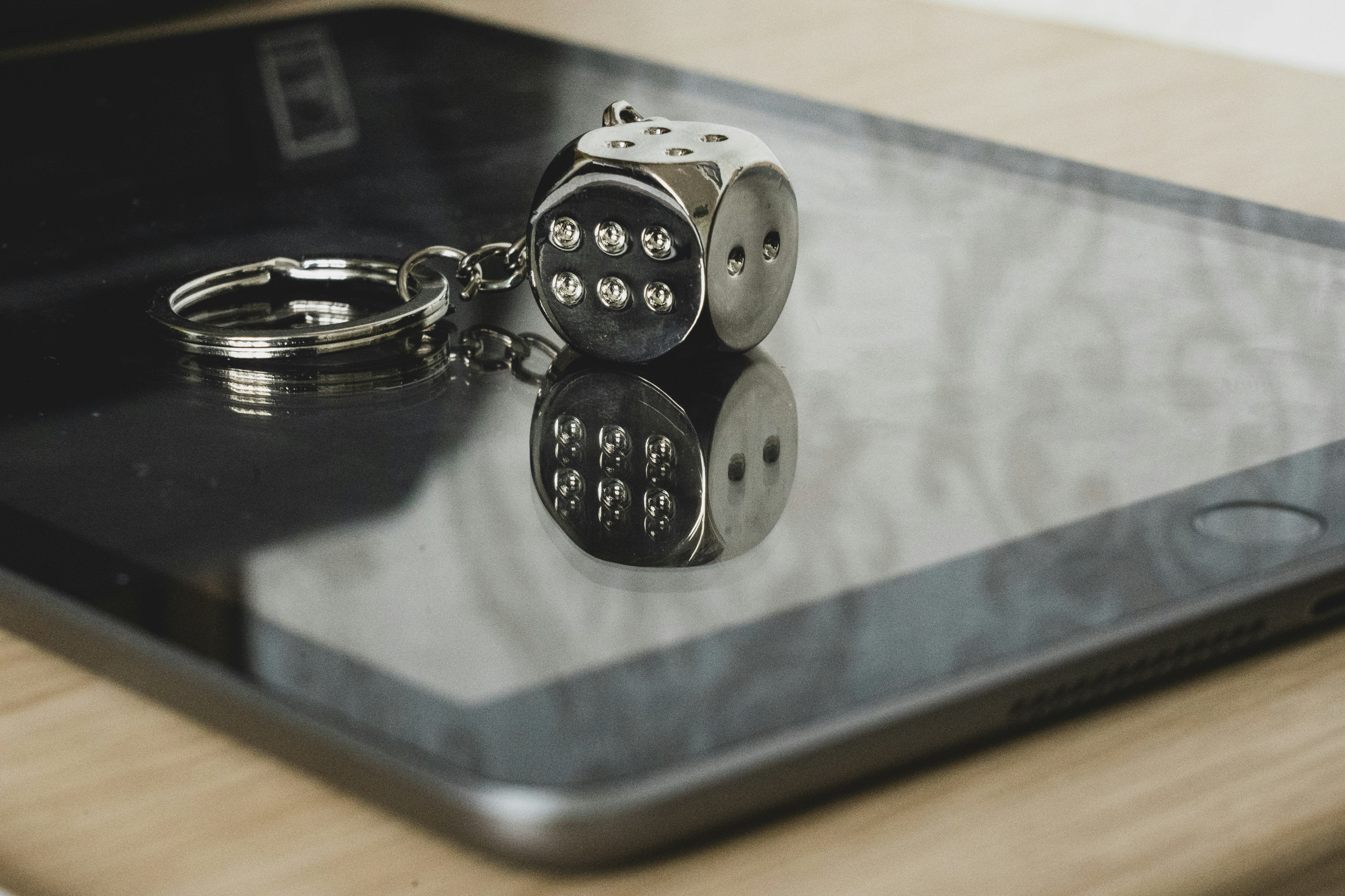 Embossed Logo Leather Key Ring